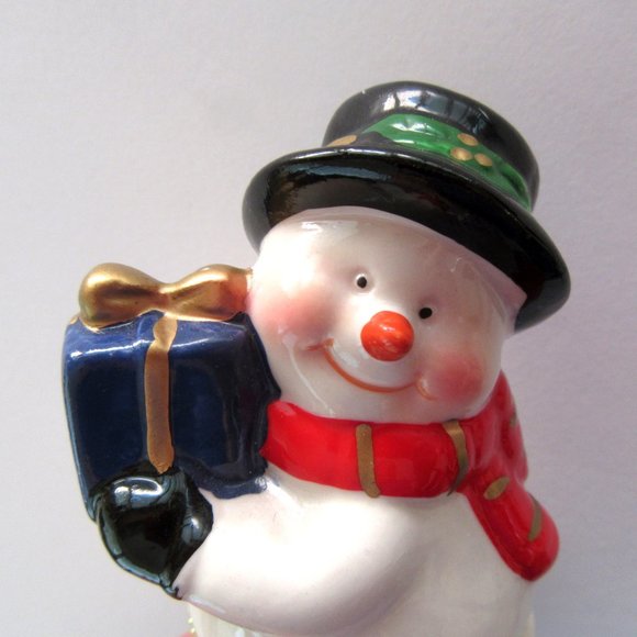 Vintage ceramic Christmas snowman ring or trinket box - So cute!! - Picture 5 of 8